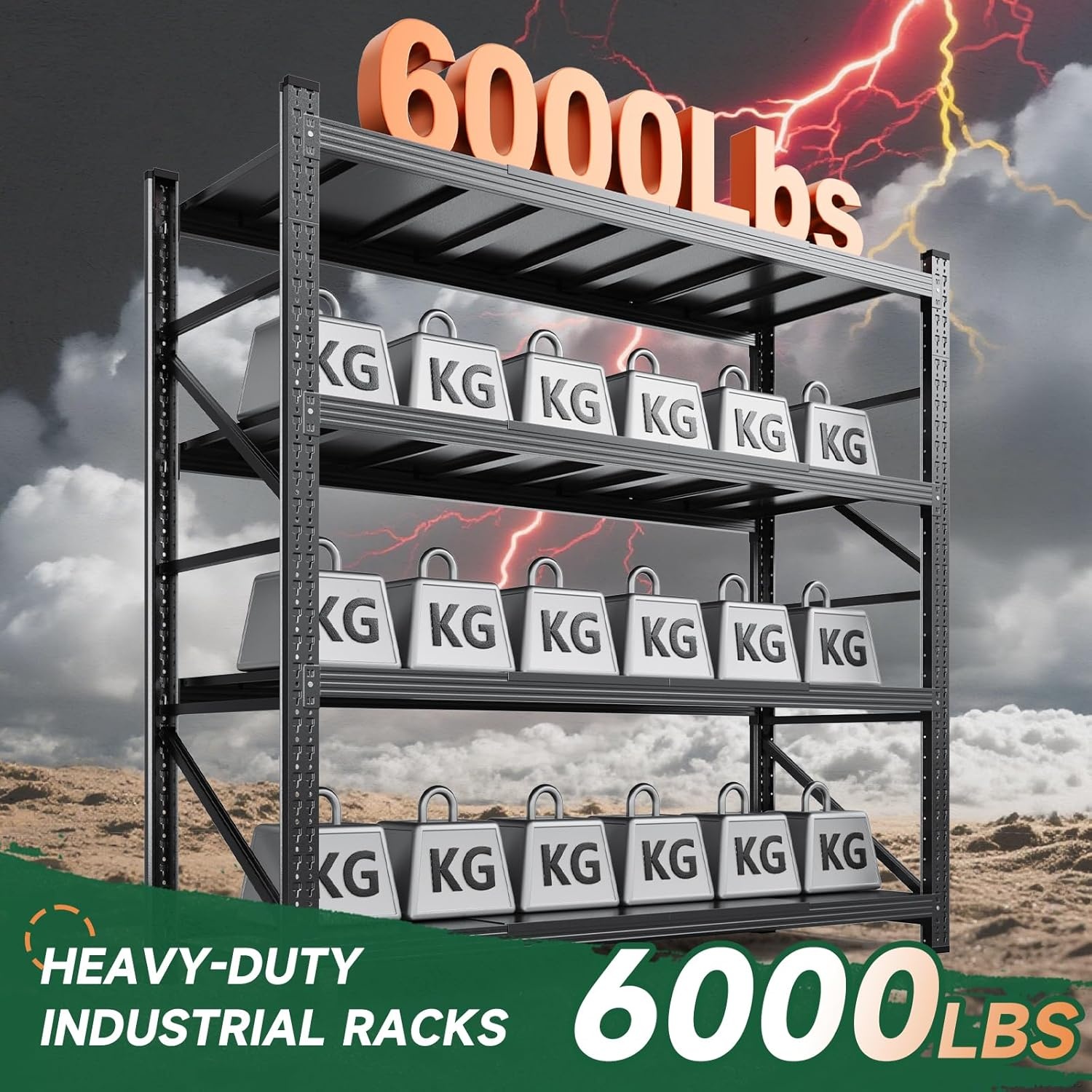image:imageLetaya 3000LBS Storage Shelves Heavy Duty70 H Garage Shelving Units 4 Tier Adjustable Utility Rack ShelfLarge Metal Industrial Shelvesfor ShopWarehouseBasementBlack 48 W x 24 D x 70 HBlack