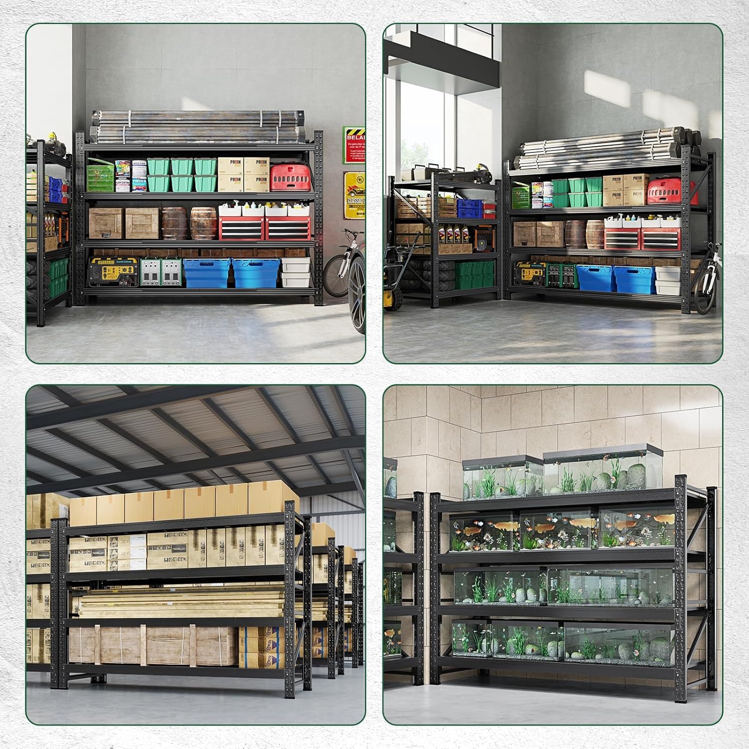 image:imageLetaya 3000LBS Storage Shelves Heavy Duty70 H Garage Shelving Units 4 Tier Adjustable Utility Rack ShelfLarge Metal Industrial Shelvesfor ShopWarehouseBasementBlack 48 W x 24 D x 70 HBlack