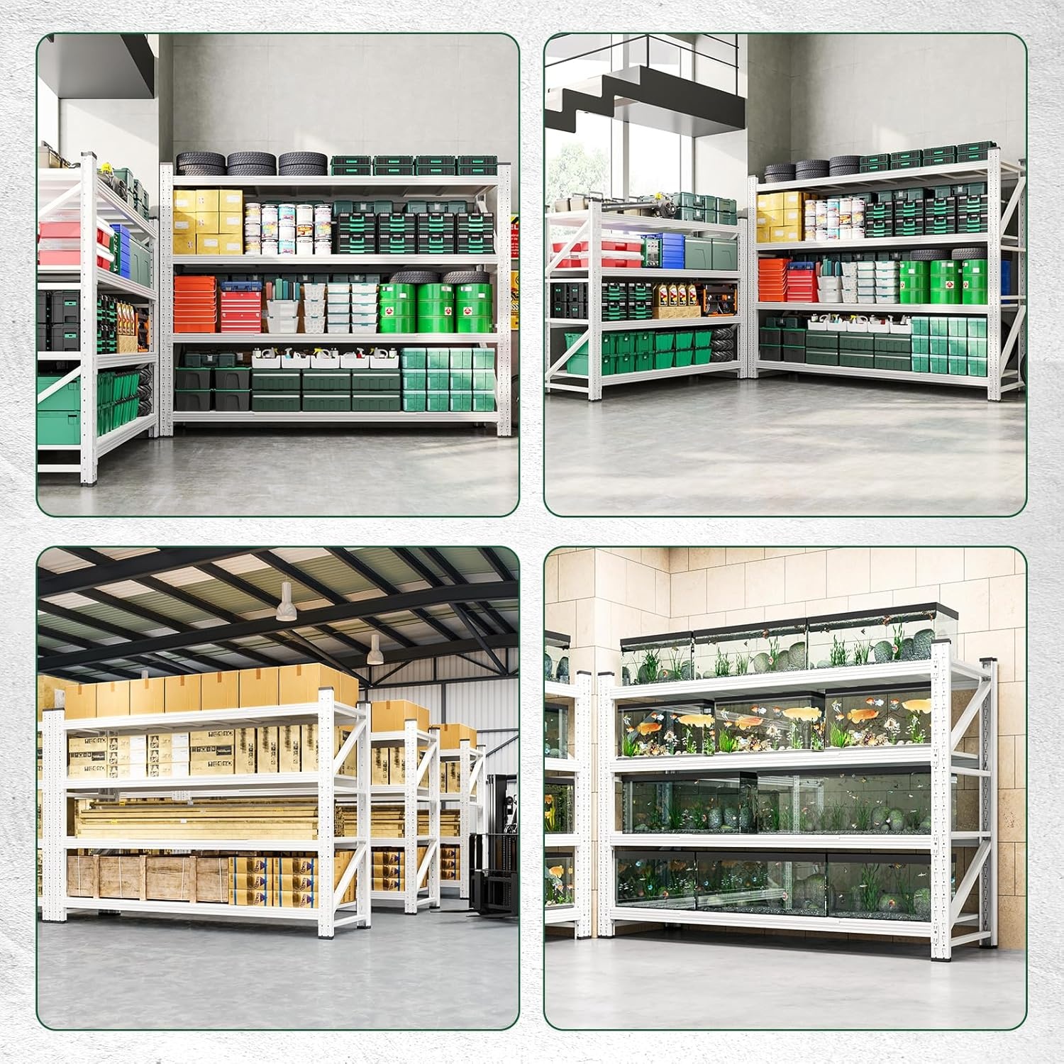 image:imageLetaya 3000LBS Storage Shelves Heavy Duty70 H Garage Shelving Units 4 Tier Adjustable Utility Rack ShelfLarge Metal Industrial Shelvesfor ShopWarehouseBasementBlack 48 W x 24 D x 70 HWhite