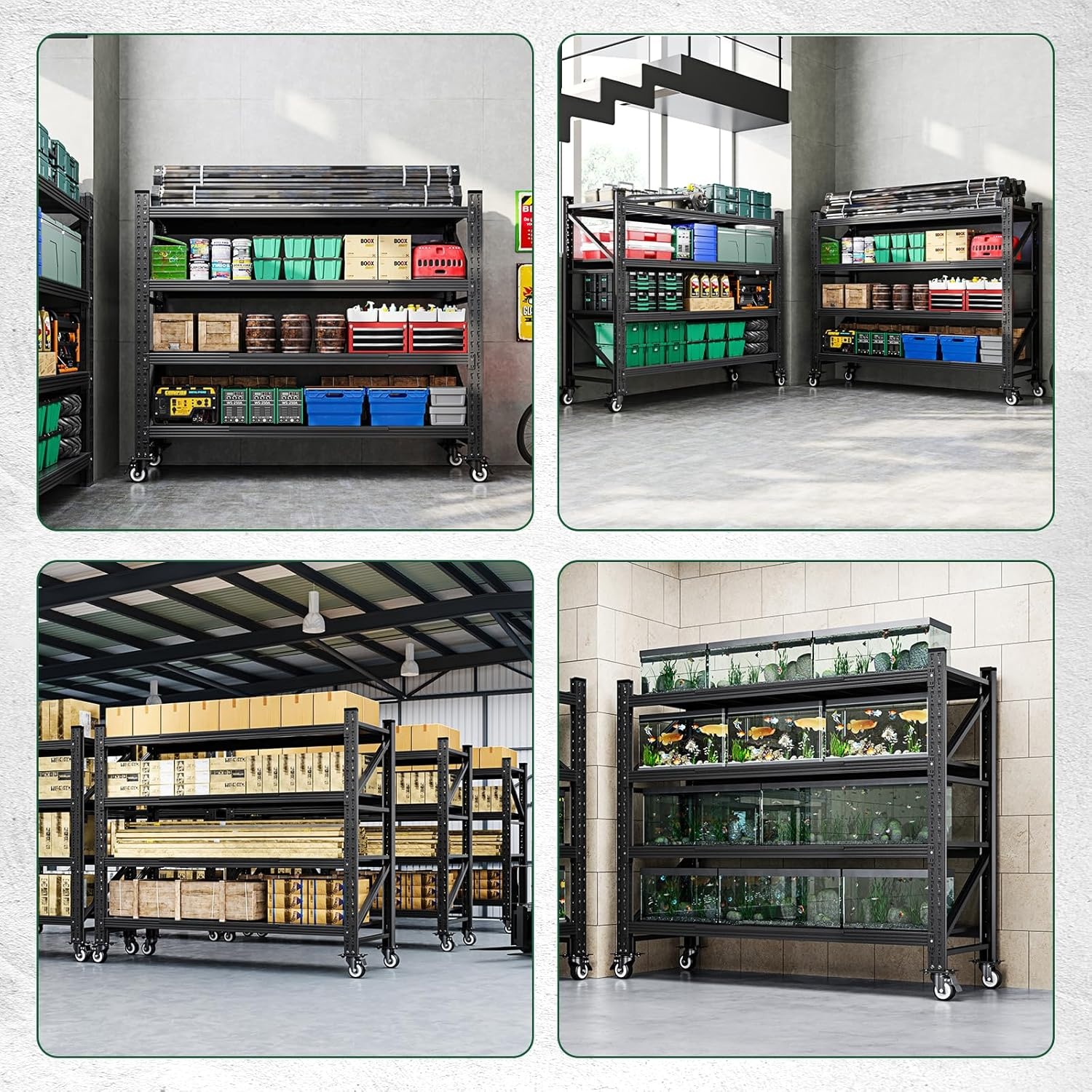 image:imageLetaya 3000LBS Storage Shelves Heavy Duty70 H Garage Shelving Units 4 Tier Adjustable Utility Rack ShelfLarge Metal Industrial Shelvesfor ShopWarehouseBasementBlack 48 W x 24 D x 70 HBlack