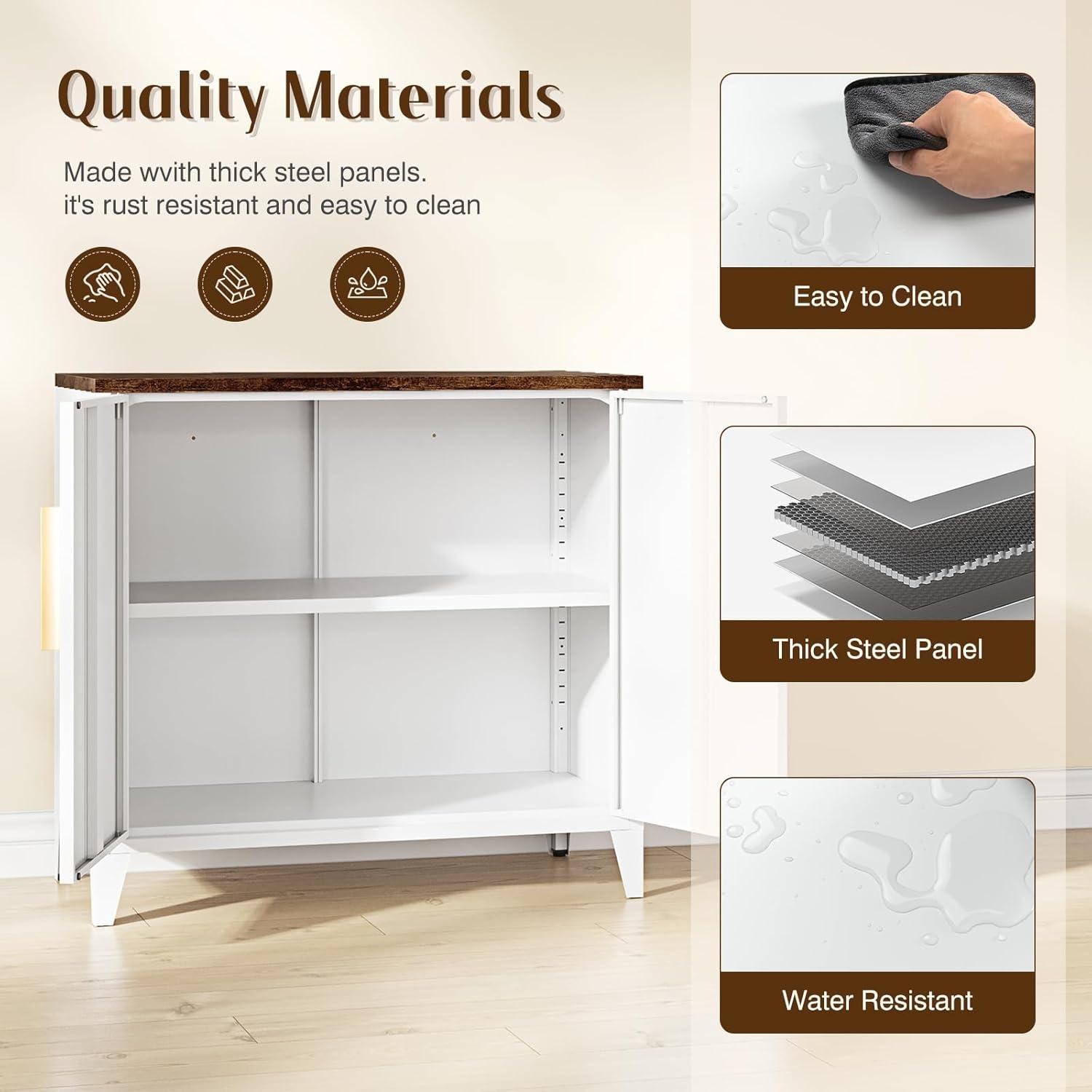 image:imageLetaya Metal Storage Cabinet with 2 Doors and Shelves 16 Dx 32 Wx30 HSmall Buffet Sideboard Short Cabinet for Kitchen DiningOffice Credenza Locker Modern Coffee BarEntryway BathroomWhiteWhite