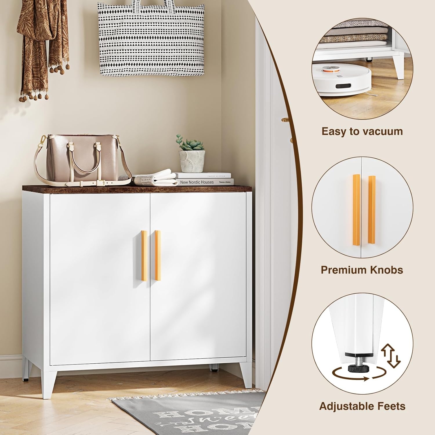 image:imageLetaya Metal Storage Cabinet with 2 Doors and Shelves 16 Dx 32 Wx30 HSmall Buffet Sideboard Short Cabinet for Kitchen DiningOffice Credenza Locker Modern Coffee BarEntryway BathroomWhiteWhite