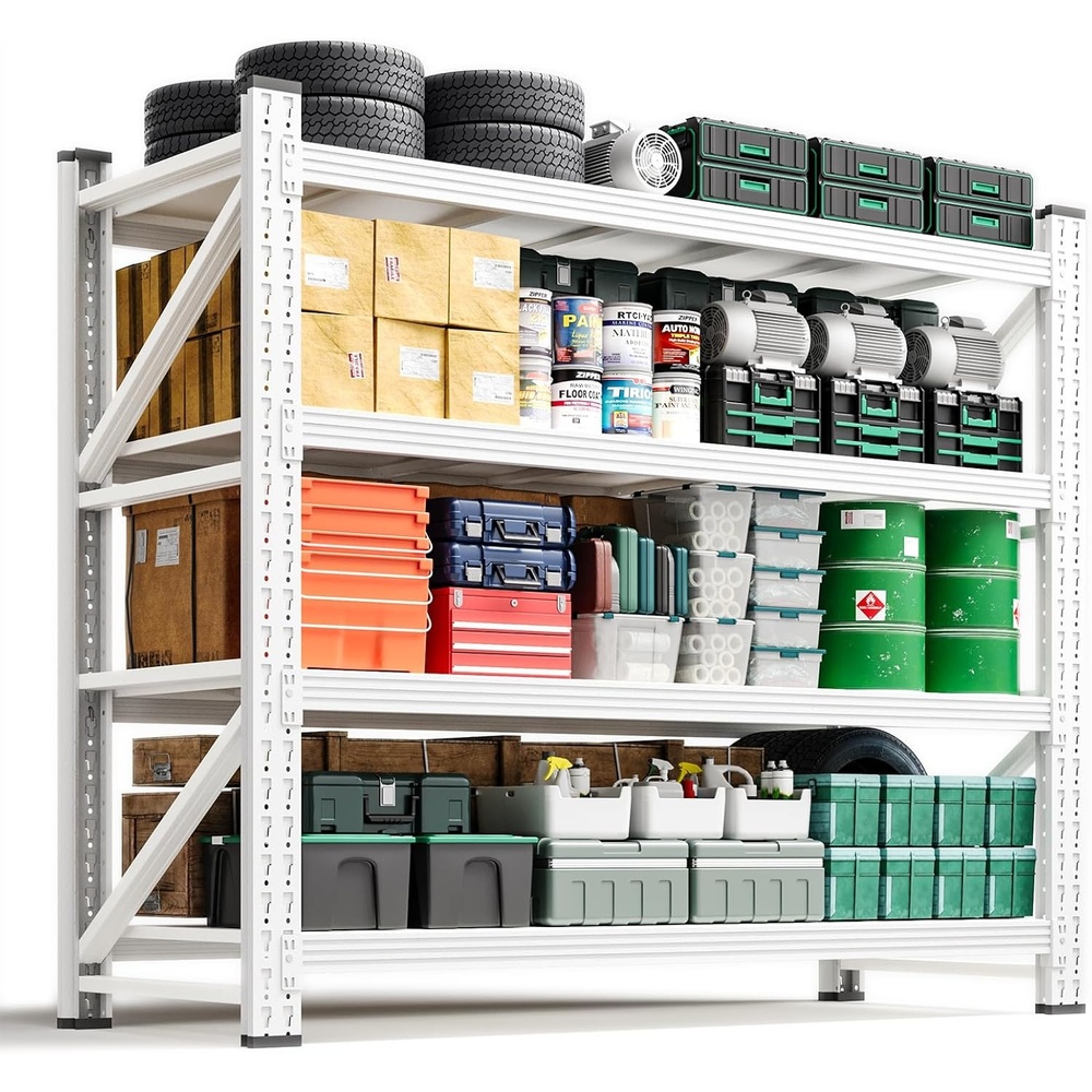 image:imageLetaya 3000LBS Storage Shelves Heavy Duty70 H Garage Shelving Units 4 Tier Adjustable Utility Rack ShelfLarge Metal Industrial Shelvesfor ShopWarehouseBasementBlack 48 W x 24 D x 70 HWhite
