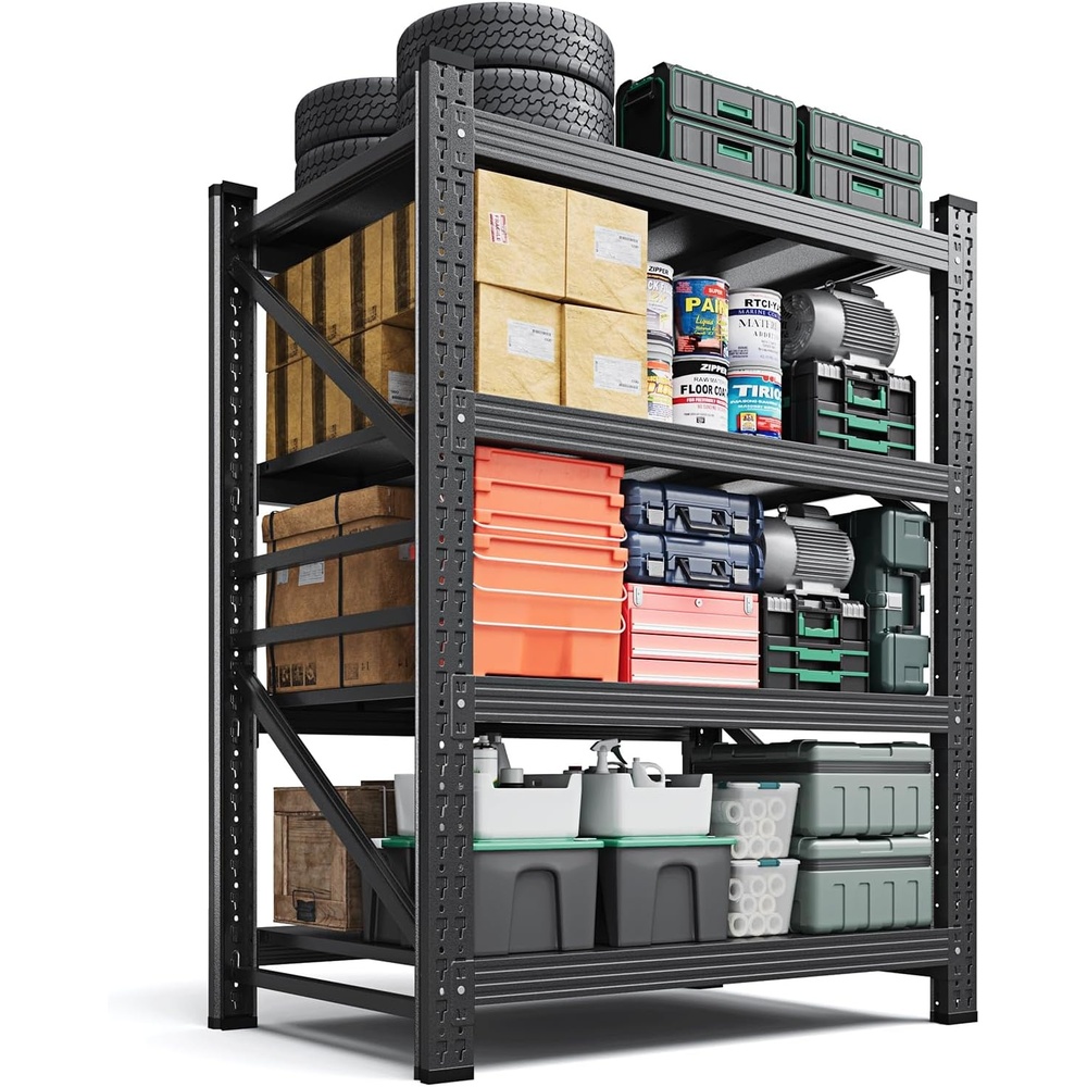 image:imageLetaya 3000LBS Storage Shelves Heavy Duty70 H Garage Shelving Units 4 Tier Adjustable Utility Rack ShelfLarge Metal Industrial Shelvesfor ShopWarehouseBasementBlack 48 W x 24 D x 70 HBlack