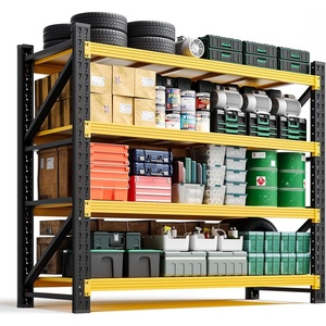 image:imageLetaya 3000LBS Storage Shelves Heavy Duty70 H Garage Shelving Units 4 Tier Adjustable Utility Rack ShelfLarge Metal Industrial Shelvesfor ShopWarehouseBasementBlack 48 W x 24 D x 70 HBlack Yellow