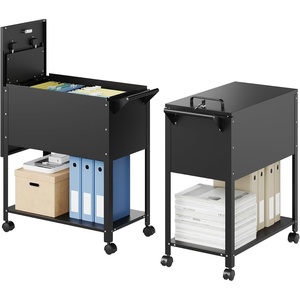 image:imageLetaya Mobile File Cabinet with LockRolling Filing Cart with WheelsHanging LetterA4F4Legal Size Movable PullOut File Folder for Home OfficeBlack